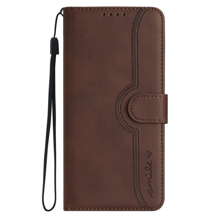 For Samsung Galaxy S25+ 5G Heart Pattern Skin Feel Leather Phone Case(Brown) - Galaxy S25+ 5G Cases by PMC Jewellery | Online Shopping South Africa | PMC Jewellery | Buy Now Pay Later Mobicred