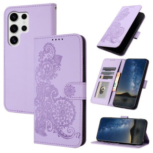 For Samsung Galaxy S25 Ultra 5G Datura Flower Embossed Flip Leather Phone Case(Purple) - Galaxy S25 Ultra 5G Cases by PMC Jewellery | Online Shopping South Africa | PMC Jewellery | Buy Now Pay Later Mobicred