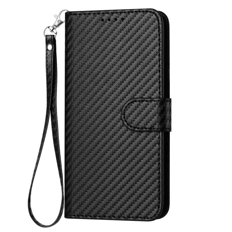 For Samsung Galaxy S25 Ultra 5G YX0070 Carbon Fiber Buckle Leather Phone Case with Lanyard(Black) - Galaxy S25 Ultra 5G Cases by PMC Jewellery | Online Shopping South Africa | PMC Jewellery | Buy Now Pay Later Mobicred