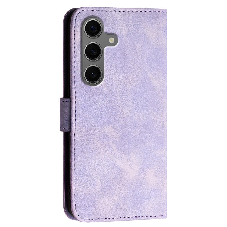 For Samsung Galaxy S25+ 5G YX0080 Grid Butterfly Embossed Pattern Flip Leather Phone Case with Lanyard(Light Purple) - Galaxy S25+ 5G Cases by PMC Jewellery | Online Shopping South Africa | PMC Jewellery | Buy Now Pay Later Mobicred