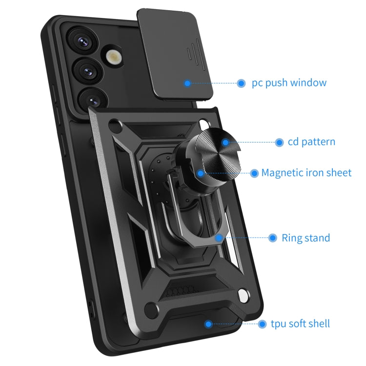 For Samsung Galaxy S25 5G Sliding Camera Cover Design TPU+PC Phone Case(Black) - Galaxy S25 5G Cases by PMC Jewellery | Online Shopping South Africa | PMC Jewellery | Buy Now Pay Later Mobicred