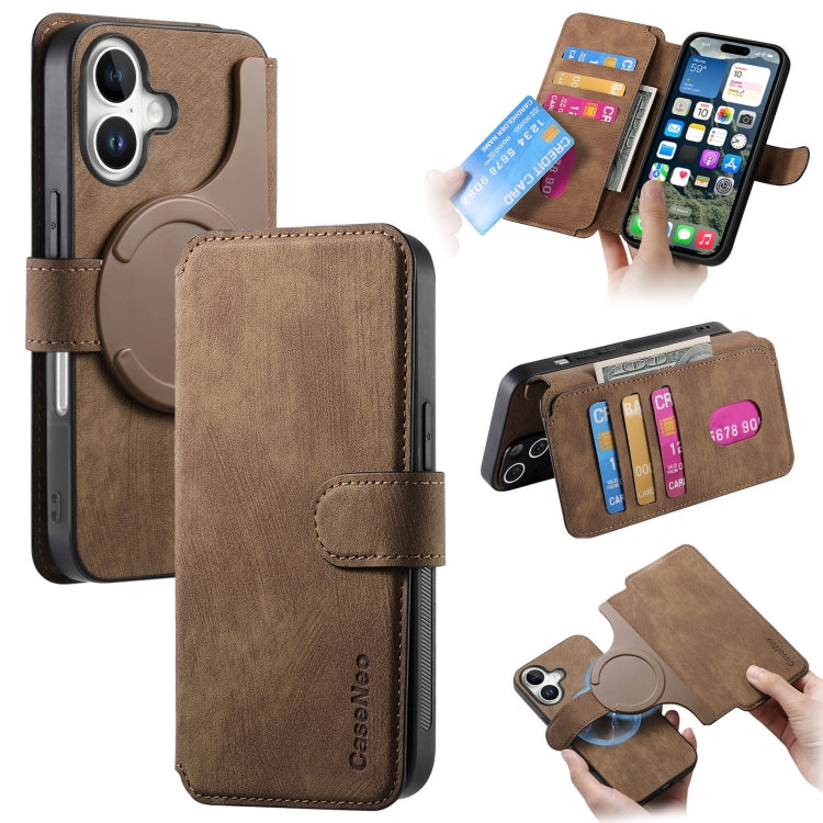 For iPhone 16 Plus CaseNeo MagSafe RFID Anti-theft Retro Leather Phone Case(Brown) - iPhone 16 Plus Cases by CaseNeo | Online Shopping South Africa | PMC Jewellery | Buy Now Pay Later Mobicred