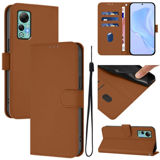 For Ulefone Note 14 Skin Feel Solid Color Leather Phone Case with Lanyard(Brown) - Ulefone Cases by PMC Jewellery | Online Shopping South Africa | PMC Jewellery | Buy Now Pay Later Mobicred