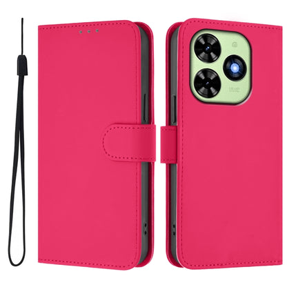 For Tecno Spark Go 2024 4G Skin Feel Solid Color Leather Phone Case with Lanyard(Rose Red) - Tecno Cases by PMC Jewellery | Online Shopping South Africa | PMC Jewellery | Buy Now Pay Later Mobicred