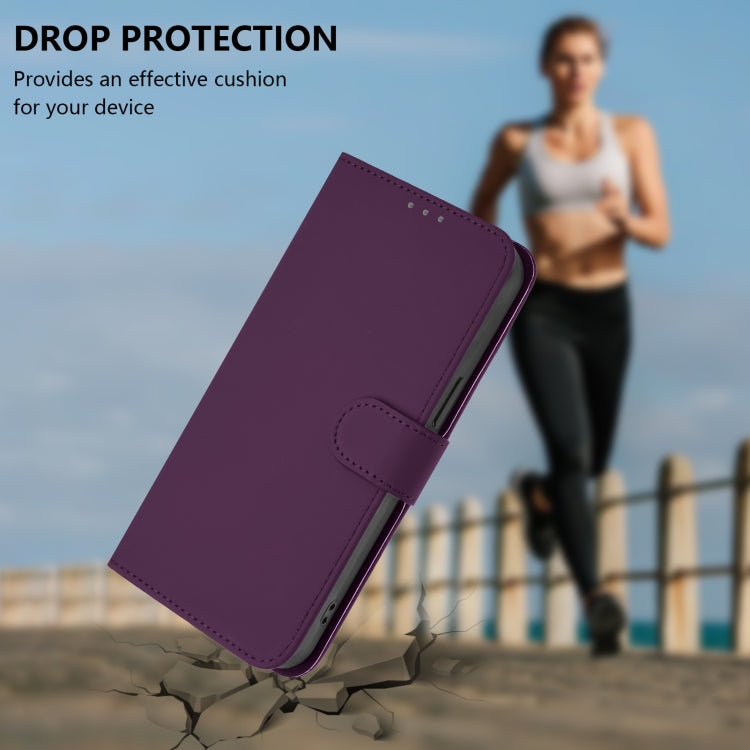 For Tecno Spark Go 2024 4G Skin Feel Solid Color Leather Phone Case with Lanyard(Violet) - Tecno Cases by PMC Jewellery | Online Shopping South Africa | PMC Jewellery | Buy Now Pay Later Mobicred