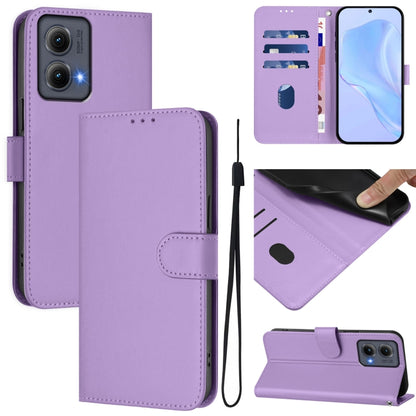 For Motorola Edge 5G 2024 Skin Feel Solid Color Leather Phone Case with Lanyard(Lavender Purple) - Motorola Cases by PMC Jewellery | Online Shopping South Africa | PMC Jewellery | Buy Now Pay Later Mobicred