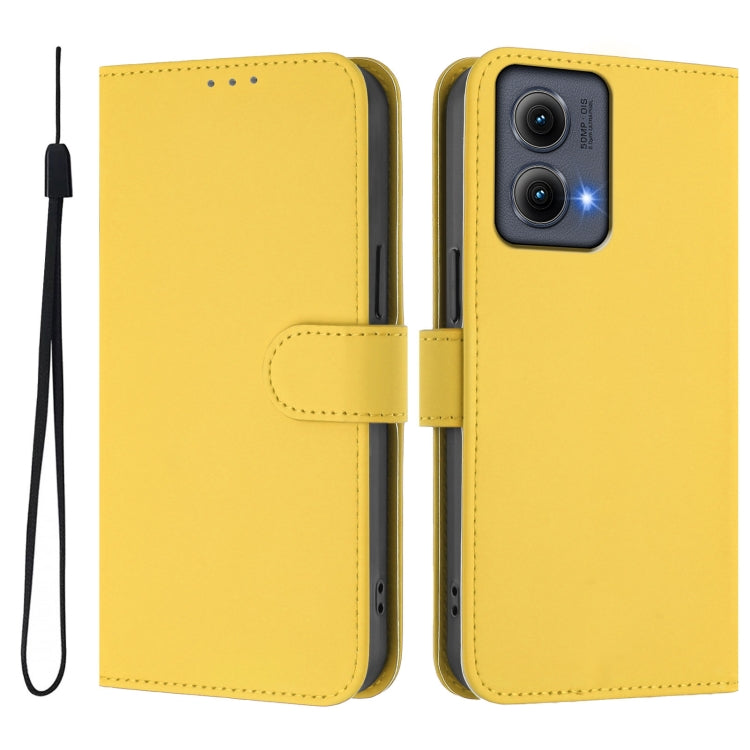 For Motorola Edge 5G 2024 Skin Feel Solid Color Leather Phone Case with Lanyard(Lemon Yellow) - Motorola Cases by PMC Jewellery | Online Shopping South Africa | PMC Jewellery | Buy Now Pay Later Mobicred