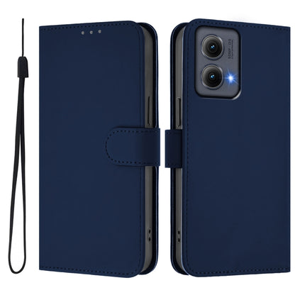 For Motorola Edge 5G 2024 Skin Feel Solid Color Leather Phone Case with Lanyard(Navy Blue) - Motorola Cases by PMC Jewellery | Online Shopping South Africa | PMC Jewellery | Buy Now Pay Later Mobicred