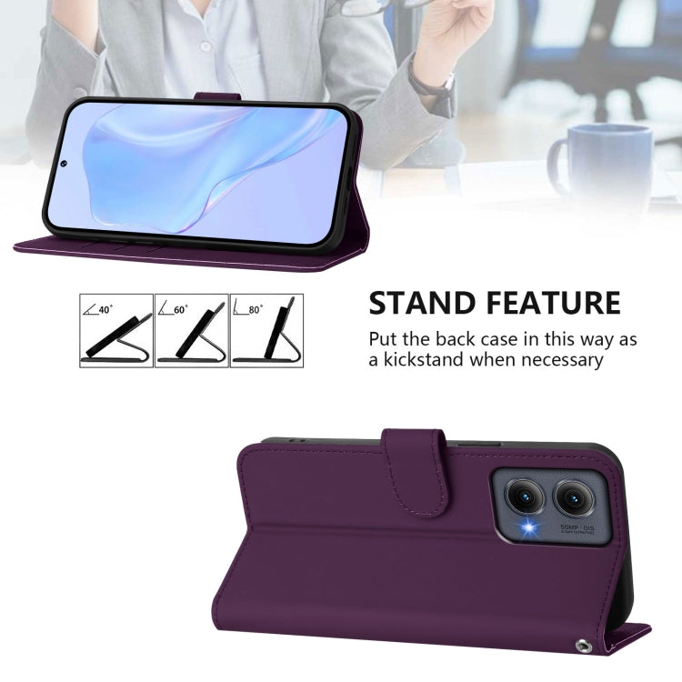 For Motorola Edge 5G 2024 Skin Feel Solid Color Leather Phone Case with Lanyard(Violet) - Motorola Cases by PMC Jewellery | Online Shopping South Africa | PMC Jewellery | Buy Now Pay Later Mobicred