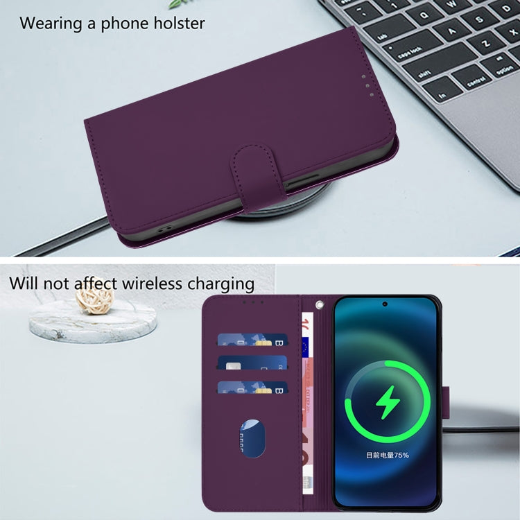 For Motorola Edge 5G 2024 Skin Feel Solid Color Leather Phone Case with Lanyard(Violet) - Motorola Cases by PMC Jewellery | Online Shopping South Africa | PMC Jewellery | Buy Now Pay Later Mobicred