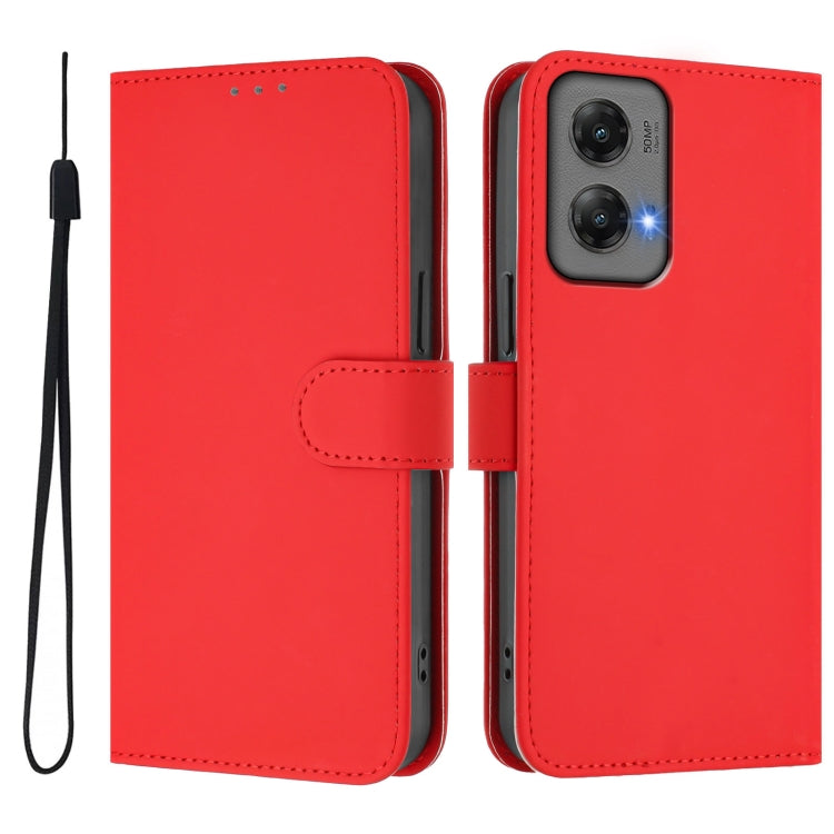 For Motorola Moto G Stylus 5G 2024 Skin Feel Solid Color Leather Phone Case with Lanyard(Red) - Motorola Cases by PMC Jewellery | Online Shopping South Africa | PMC Jewellery | Buy Now Pay Later Mobicred