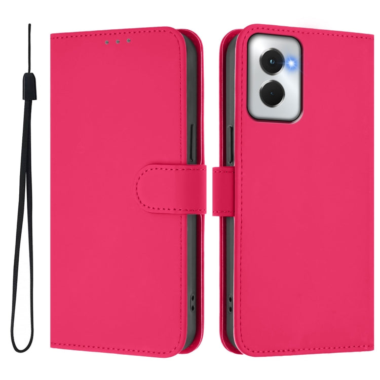 For Motorola Moto G Power 5G 2024 Skin Feel Solid Color Leather Phone Case with Lanyard(Rose Red) - Motorola Cases by PMC Jewellery | Online Shopping South Africa | PMC Jewellery | Buy Now Pay Later Mobicred