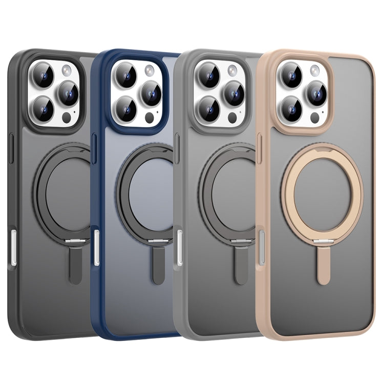 For iPhone 16 Mutural Armor Series MagSafe Magnetic Holder Phone Case(Grey) - iPhone 16 Cases by Mutural | Online Shopping South Africa | PMC Jewellery | Buy Now Pay Later Mobicred