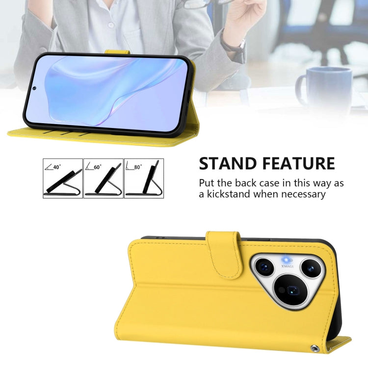 For Huawei Pura 70 Pro / 70 Pro+ Skin Feel Solid Color Leather Phone Case with Lanyard(Lemon Yellow) - Huawei Cases by PMC Jewellery | Online Shopping South Africa | PMC Jewellery | Buy Now Pay Later Mobicred