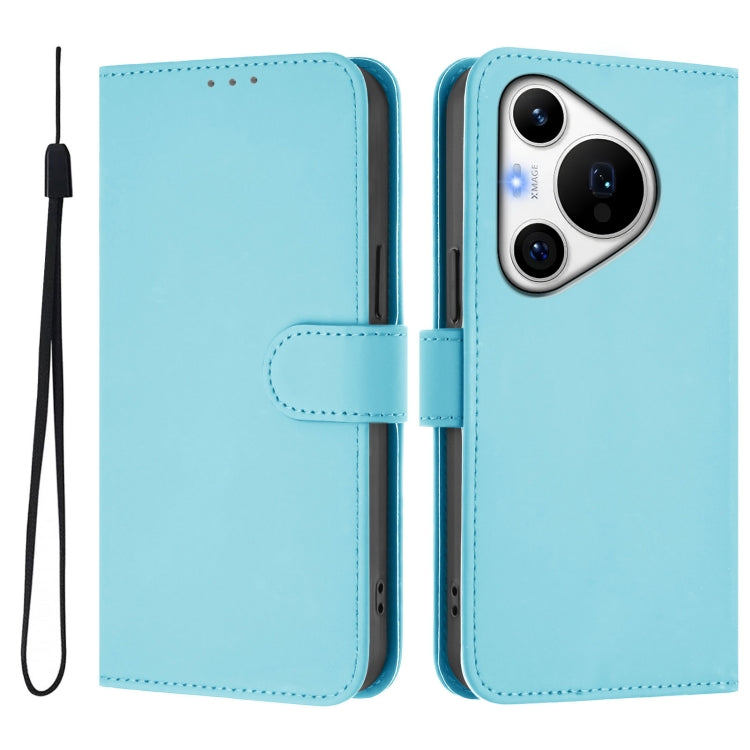 For Huawei Pura 70 Pro / 70 Pro+ Skin Feel Solid Color Leather Phone Case with Lanyard(Sky Blue) - Huawei Cases by PMC Jewellery | Online Shopping South Africa | PMC Jewellery | Buy Now Pay Later Mobicred