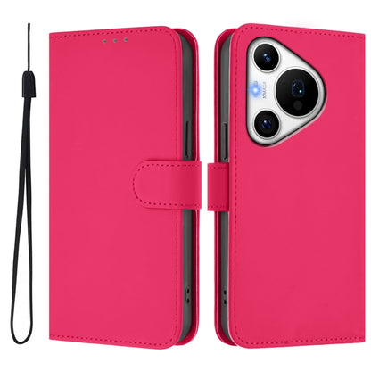 For Huawei Pura 70 Pro / 70 Pro+ Skin Feel Solid Color Leather Phone Case with Lanyard(Rose Red) - Huawei Cases by PMC Jewellery | Online Shopping South Africa | PMC Jewellery | Buy Now Pay Later Mobicred