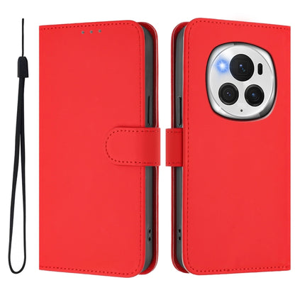 For Honor Magic6 Pro Skin Feel Solid Color Leather Phone Case with Lanyard(Red) - Honor Cases by PMC Jewellery | Online Shopping South Africa | PMC Jewellery | Buy Now Pay Later Mobicred