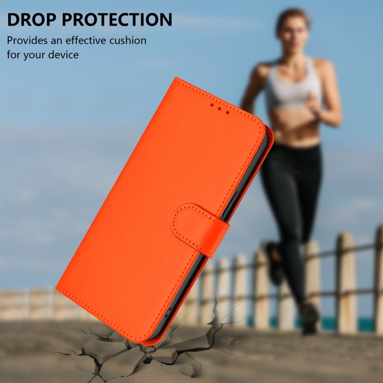 For Samsung Galaxy S25+ 5G Skin Feel Solid Color Leather Phone Case with Lanyard(Orange) - Galaxy S25+ 5G Cases by PMC Jewellery | Online Shopping South Africa | PMC Jewellery | Buy Now Pay Later Mobicred