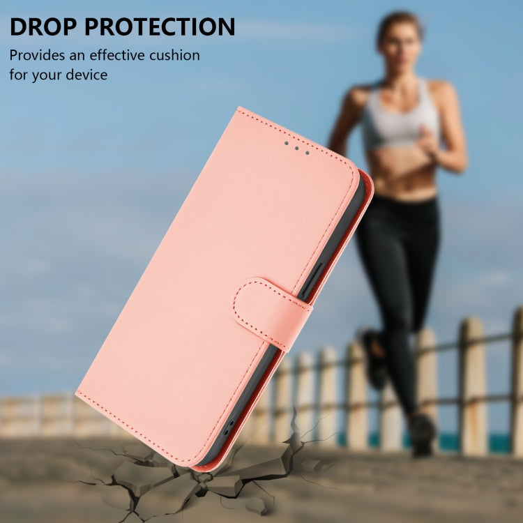 For Samsung Galaxy S25 5G Skin Feel Solid Color Leather Phone Case with Lanyard(Pink) - Galaxy S25 5G Cases by PMC Jewellery | Online Shopping South Africa | PMC Jewellery | Buy Now Pay Later Mobicred