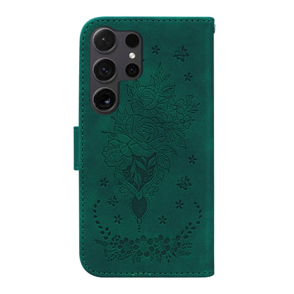 For Samsung Galaxy S25 Ultra 5G Butterfly Rose Embossed Leather Phone Case(Green) - Galaxy S25 Ultra 5G Cases by PMC Jewellery | Online Shopping South Africa | PMC Jewellery | Buy Now Pay Later Mobicred