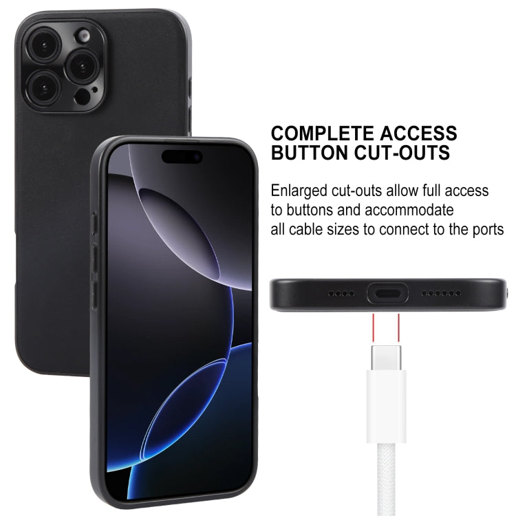 For iPhone 16 Pro GEBEI Plain Leather TPU Hybrid PU Phone Case(Black) - iPhone 16 Pro Cases by GEBEI | Online Shopping South Africa | PMC Jewellery | Buy Now Pay Later Mobicred