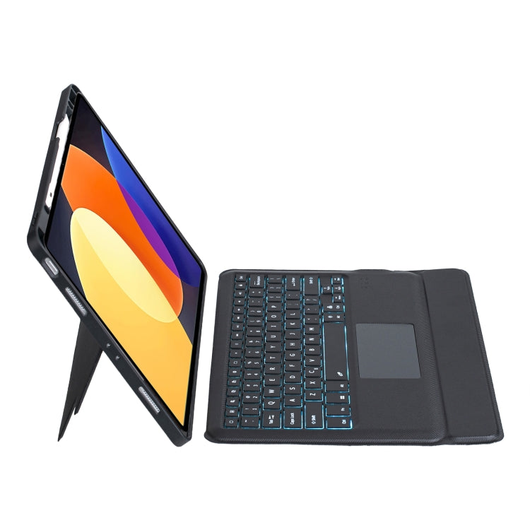 For Xiaomi Pad 5 12.4 Detachable Backlit Bluetooth Keyboard Leather Case with Touchpad(Black) - Others Keyboard by PMC Jewellery | Online Shopping South Africa | PMC Jewellery | Buy Now Pay Later Mobicred