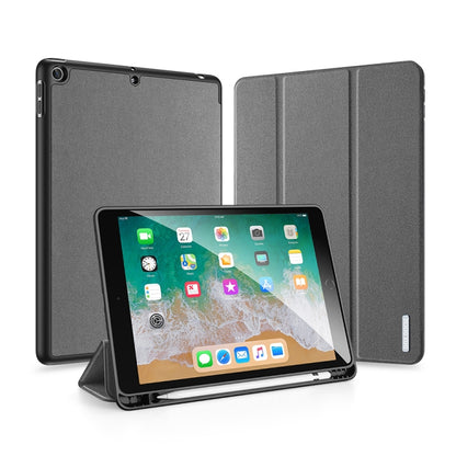 For iPad 9.7 inch(2017)/9.7 inch(2018)/iPad 6 DUX DUCIS Domo Series Horizontal Flip Magnetic PU Leather Case with Three-folding Holder & Pen Slot(Gray) - iPad 9.7 (2018) & (2017) Cases by DUX DUCIS | Online Shopping South Africa | PMC Jewellery | Buy Now Pay Later Mobicred