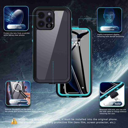 For iPhone 16 Pro RedPepper Transparent Dot IP68 Waterproof Triple-proof Phone Case(Black Blue) - iPhone 16 Pro Cases by RedPepper | Online Shopping South Africa | PMC Jewellery | Buy Now Pay Later Mobicred