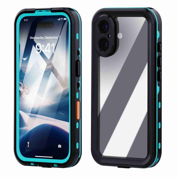 For iPhone 16 RedPepper Transparent Dot IP68 Waterproof Triple-proof Phone Case(Black Blue) - iPhone 16 Cases by RedPepper | Online Shopping South Africa | PMC Jewellery | Buy Now Pay Later Mobicred