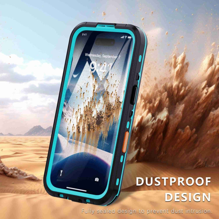 For iPhone 16 RedPepper Transparent Dot IP68 Waterproof Triple-proof Phone Case(Black Blue) - iPhone 16 Cases by RedPepper | Online Shopping South Africa | PMC Jewellery | Buy Now Pay Later Mobicred