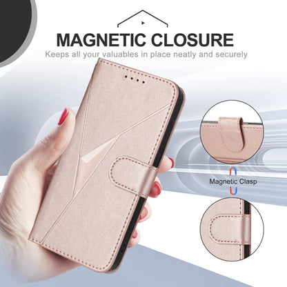 For Samsung Galaxy S25+ 5G Triangle Pattern Buckle Clasp Leather Phone Case(Rose Gold) - Galaxy S25+ 5G Cases by PMC Jewellery | Online Shopping South Africa | PMC Jewellery | Buy Now Pay Later Mobicred