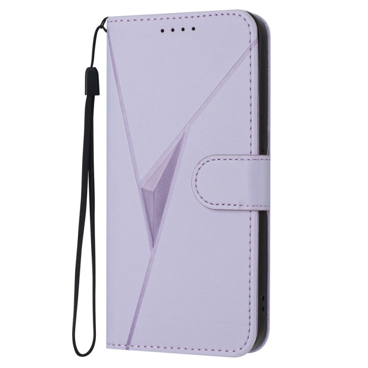 For Samsung Galaxy S25 Ultra 5G Triangle Pattern Buckle Clasp Leather Phone Case(Light Purple) - Galaxy S25 Ultra 5G Cases by PMC Jewellery | Online Shopping South Africa | PMC Jewellery | Buy Now Pay Later Mobicred