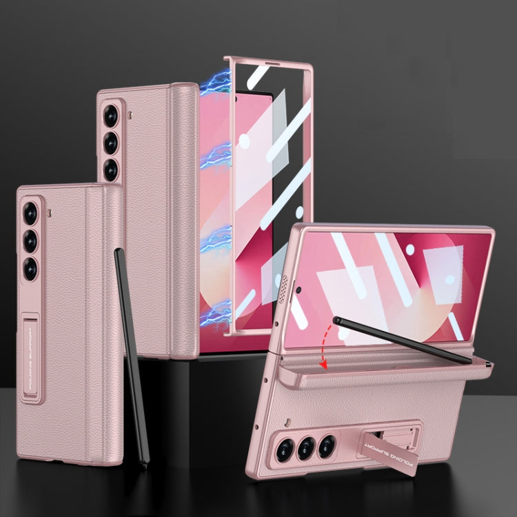 For Samsung Galaxy Z Fold6 GKK Integrated Magnetic Leather Flip Phone Case with Pen Box, Not Included Pen(Light Rose) - Galaxy Z Fold6 5G Cases by GKK | Online Shopping South Africa | PMC Jewellery | Buy Now Pay Later Mobicred