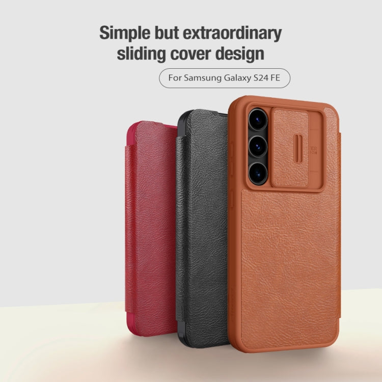 For Samsung Galaxy S24 FE 5G NILLKIN QIN Series Pro Sliding Camera Cover Design Leather Phone Case(Brown) - Galaxy S24 FE 5G Cases by NILLKIN | Online Shopping South Africa | PMC Jewellery | Buy Now Pay Later Mobicred