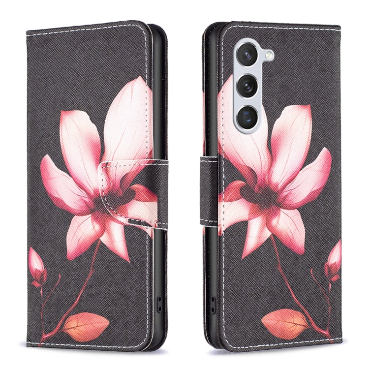 For Samsung Galaxy S25 5G Colored Drawing Pattern Leather Phone Case(Lotus) - Galaxy S25 5G Cases by PMC Jewellery | Online Shopping South Africa | PMC Jewellery | Buy Now Pay Later Mobicred