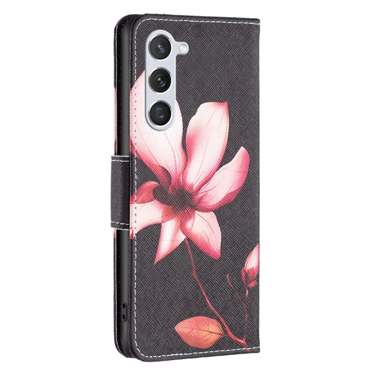 For Samsung Galaxy S25 5G Colored Drawing Pattern Leather Phone Case(Lotus) - Galaxy S25 5G Cases by PMC Jewellery | Online Shopping South Africa | PMC Jewellery | Buy Now Pay Later Mobicred