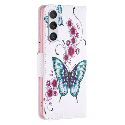 For Samsung Galaxy S25 5G Colored Drawing Pattern Leather Phone Case(Flowers Butterfly) - Galaxy S25 5G Cases by PMC Jewellery | Online Shopping South Africa | PMC Jewellery | Buy Now Pay Later Mobicred