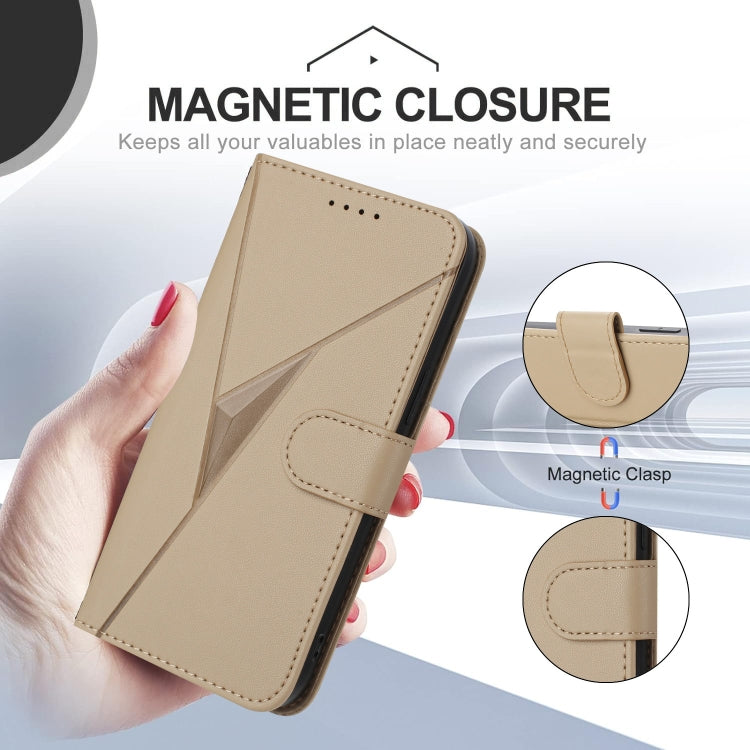 For Motorola Edge 5G 2024 Triangle Pattern Buckle Clasp Leather Phone Case(Gold) - Motorola Cases by PMC Jewellery | Online Shopping South Africa | PMC Jewellery | Buy Now Pay Later Mobicred