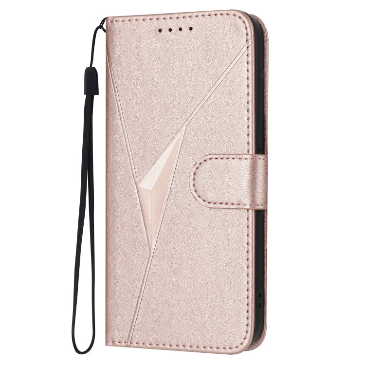 For Motorola Edge 5G 2024 Triangle Pattern Buckle Clasp Leather Phone Case(Rose Gold) - Motorola Cases by PMC Jewellery | Online Shopping South Africa | PMC Jewellery | Buy Now Pay Later Mobicred