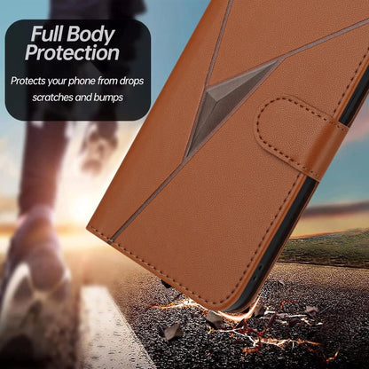 For Motorola Moto G Play 4G 2024 Triangle Pattern Buckle Clasp Leather Phone Case(Brown) - Motorola Cases by PMC Jewellery | Online Shopping South Africa | PMC Jewellery | Buy Now Pay Later Mobicred