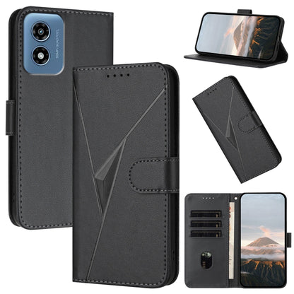 For Motorola Moto G Play 4G 2024 Triangle Pattern Buckle Clasp Leather Phone Case(Black) - Motorola Cases by PMC Jewellery | Online Shopping South Africa | PMC Jewellery | Buy Now Pay Later Mobicred