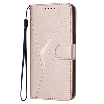 For Motorola Moto G Stylus 2024 Triangle Pattern Buckle Clasp Leather Phone Case(Rose Gold) - Motorola Cases by PMC Jewellery | Online Shopping South Africa | PMC Jewellery | Buy Now Pay Later Mobicred