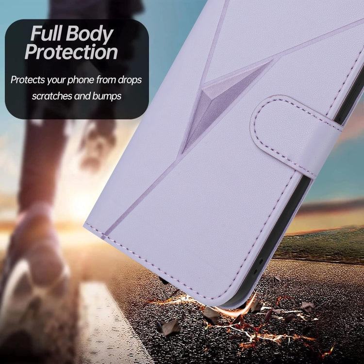 For Motorola Moto G Stylus 2024 Triangle Pattern Buckle Clasp Leather Phone Case(Light Purple) - Motorola Cases by PMC Jewellery | Online Shopping South Africa | PMC Jewellery | Buy Now Pay Later Mobicred