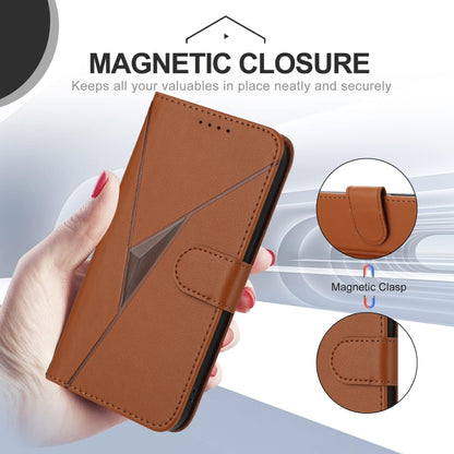 For Motorola Moto G 5G 2024 Triangle Pattern Buckle Clasp Leather Phone Case(Brown) - Motorola Cases by PMC Jewellery | Online Shopping South Africa | PMC Jewellery | Buy Now Pay Later Mobicred