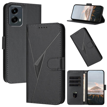 For Motorola Moto G 5G 2024 Triangle Pattern Buckle Clasp Leather Phone Case(Black) - Motorola Cases by PMC Jewellery | Online Shopping South Africa | PMC Jewellery | Buy Now Pay Later Mobicred