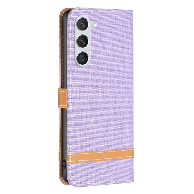 For Samsung Galaxy S25 5G Color Block Denim Texture Leather Phone Case(Purple) - Galaxy S25 5G Cases by PMC Jewellery | Online Shopping South Africa | PMC Jewellery | Buy Now Pay Later Mobicred