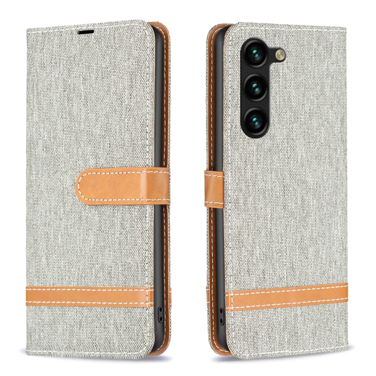 For Samsung Galaxy S25+ 5G Color Block Denim Texture Leather Phone Case(Grey) - Galaxy S25+ 5G Cases by PMC Jewellery | Online Shopping South Africa | PMC Jewellery | Buy Now Pay Later Mobicred