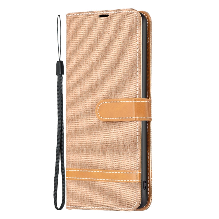 For Samsung Galaxy S25+ 5G Color Block Denim Texture Leather Phone Case(Brown) - Galaxy S25+ 5G Cases by PMC Jewellery | Online Shopping South Africa | PMC Jewellery | Buy Now Pay Later Mobicred