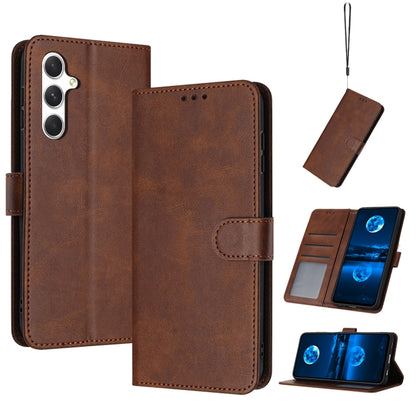 For Samsung Galaxy S25 / S24 5G Solid Calf Texture Flip Leather Phone Case(Brown) - Galaxy S25 5G Cases by PMC Jewellery | Online Shopping South Africa | PMC Jewellery | Buy Now Pay Later Mobicred