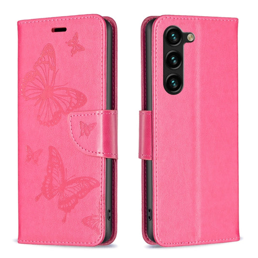 For Samsung Galaxy S25+ 5G Embossing Two Butterflies Pattern Leather Phone Case(Rose Red) - Galaxy S25+ 5G Cases by PMC Jewellery | Online Shopping South Africa | PMC Jewellery | Buy Now Pay Later Mobicred